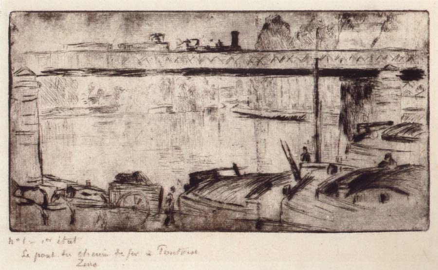 Camille Pissarro The railway bridge at Pontoise